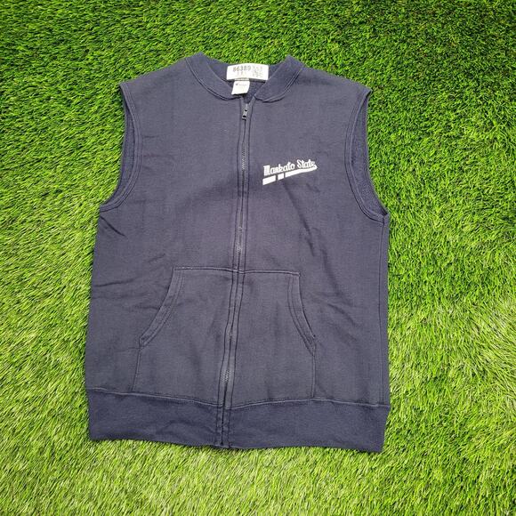 Vintage 80s Champion Mankato State Vest Women M/L 19x23 Blue - Picture 1 of 13